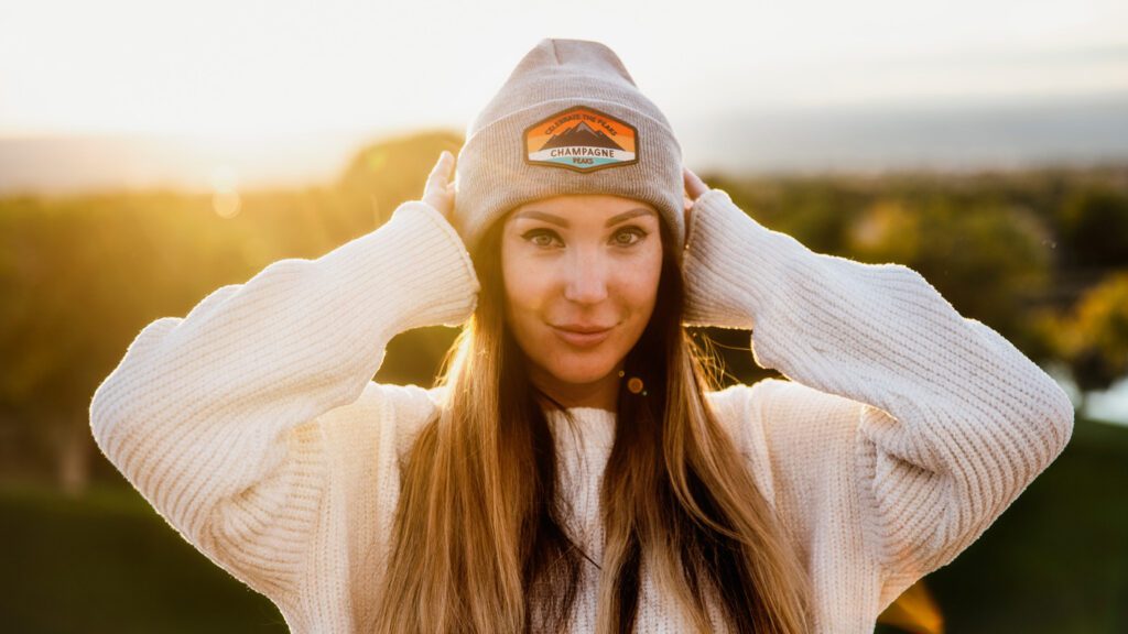 Gray Beanie With Embroidered Patch HAT